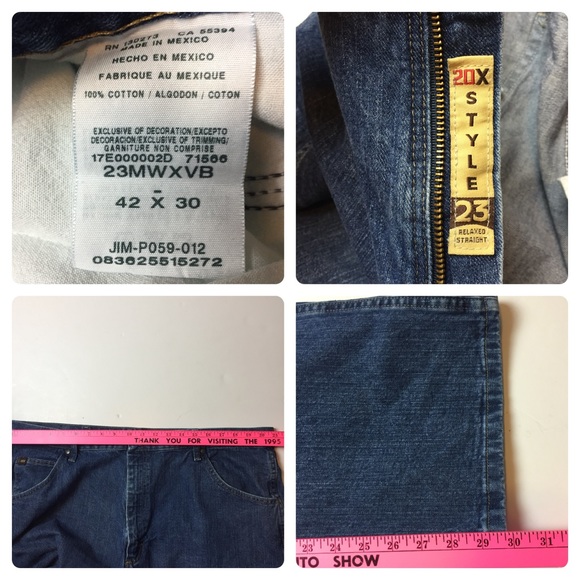 42x30 Wrangler 20X No. 23 Relaxed Fit Jean Men’s - Picture 4 of 7